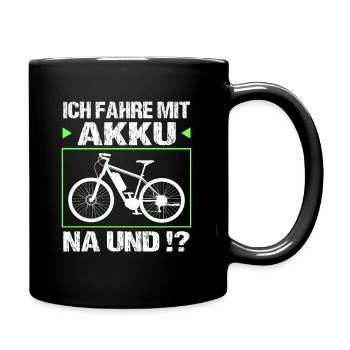 Ich fahre mit Akku - Tasse einfarbig - Schwarz - Rechts