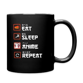 Eat Sleep Anime Repeat - Kawaii Otaku Japan Kanji - Full Colour Mug - black - Right