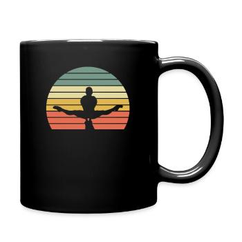 Gymnastik Bodenturnen Retro Streifen Vintage - Tasse einfarbig - Schwarz - Rechts