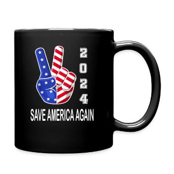 4th Of July USA Flag Peace Sign Hand 2024 Election - Full Colour Mug - black - Right