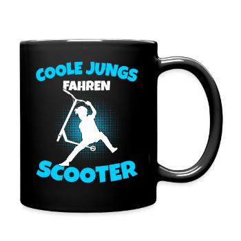 Coole Jungs fahren Scooter Stunt Roller - Tasse einfarbig - Schwarz - Rechts