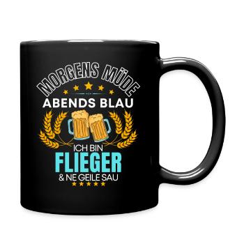 ICH BIN DER FLIEGER DIE GEILE SAU! FLIEGER PILOT - Tasse einfarbig - Schwarz - Rechts