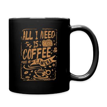 Kaffee Und Kamera - Tasse einfarbig - Schwarz - Rechts