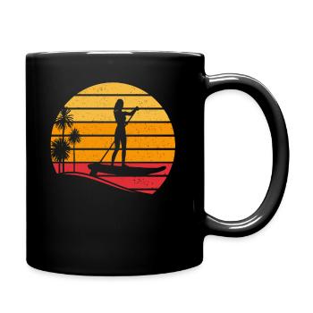 SUP Girl Sonnenuntergang - Stand Up Paddle - Tasse einfarbig - Schwarz - Rechts