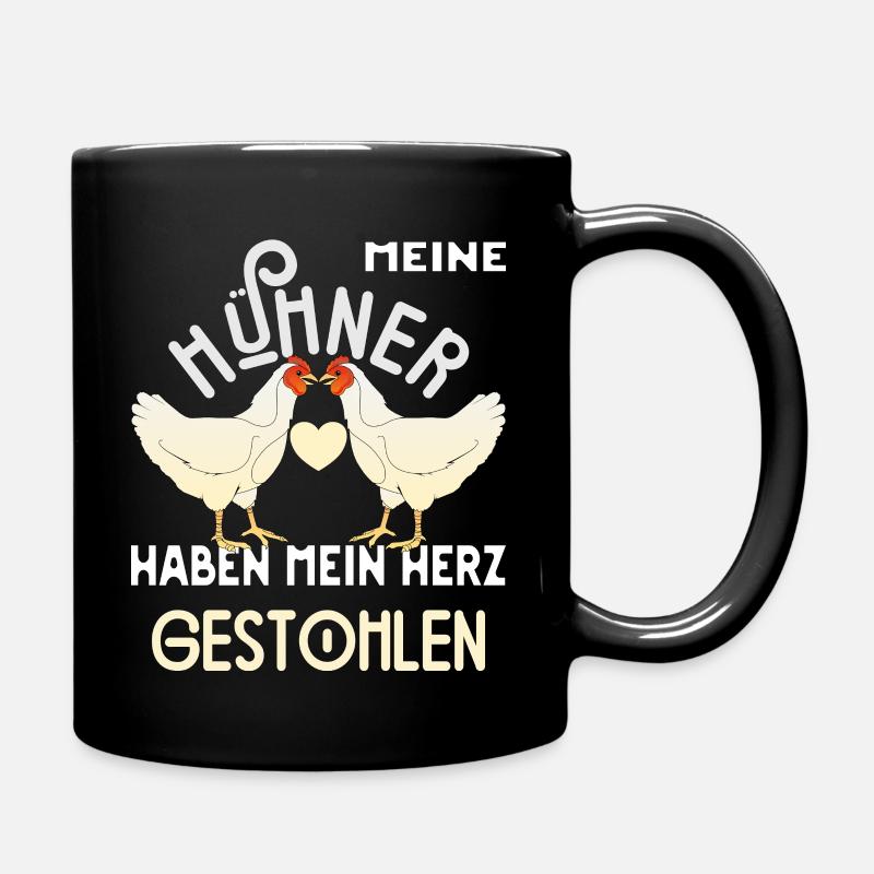 Hühnerstall Hühner Henne Bauer Geschenk - Tasse einfarbig - Schwarz