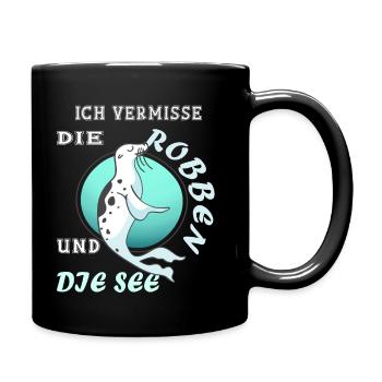 Robbe Nordsee Seerobbe Geschenk - Tasse einfarbig - Schwarz - Rechts