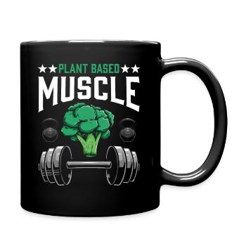 Vegane Muskeln Pflanzenbasiert Fitness Athlet - Tasse einfarbig - Schwarz - Rechts