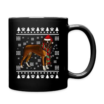 Boxer Dog Santa Hat Noël Laid Noël - Mug uni - noir - Droite