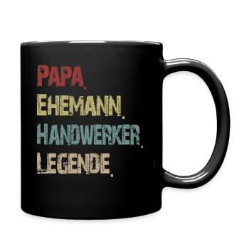 Papa Ehemann Handwerker Legende Vintage Retro - Tasse einfarbig - Schwarz - Rechts