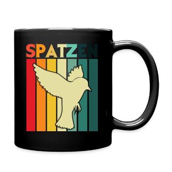 Spatzen Retro Vögel Vogelliebe Vogelkunde - Tasse einfarbig - Schwarz - Rechts