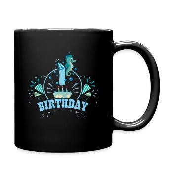 1 Geburtstag Seepferdchen - Tasse einfarbig - Schwarz - Rechts