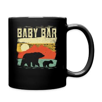Baby Bär Papa Bär Partnerlook - Tasse einfarbig - Schwarz - Rechts