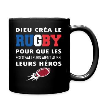 Dieu créa le rugby humour sport - Mug uni - noir - Droite