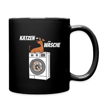 Katzenwäsche. Wortwörtlich. - Tasse einfarbig - Schwarz - Rechts