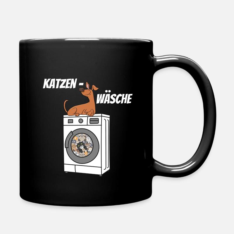 Katzenwäsche. Wortwörtlich. - Tasse einfarbig - Schwarz