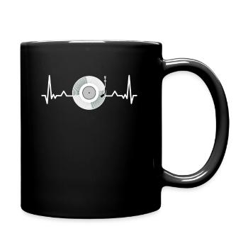 Disques vinyle à disques de disques cardiaques - Mug uni - noir - Droite