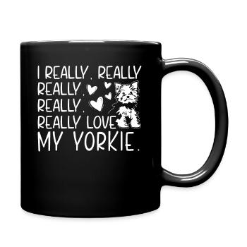 Ich Liebe Meinen Yorkie Yorkshire Terrier Hund - Tasse einfarbig - Schwarz - Rechts