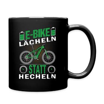 E-Bike -Lächeln statt hecheln - Tasse einfarbig - Schwarz - Rechts