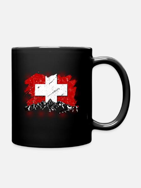 Schweiz Tshirt Zürich Bern Flagge Switzerland - Tasse einfarbig - Schwarz