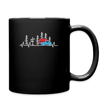 Camping camper settling cabin heartbeat - Full Colour Mug - black - Right
