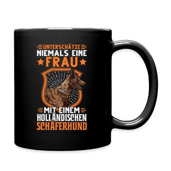 Hollandse Herder Frau Holländischer Schäferhund - Tasse einfarbig - Schwarz - Rechts