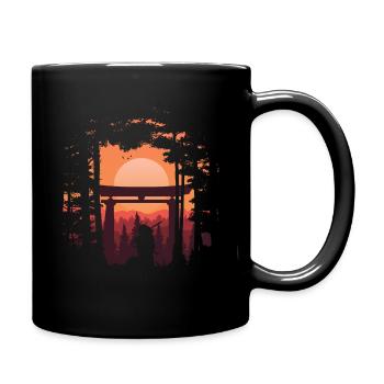 Japanese Temple Sun - Japan Samurai T-Shirt - Full Colour Mug - black - Right
