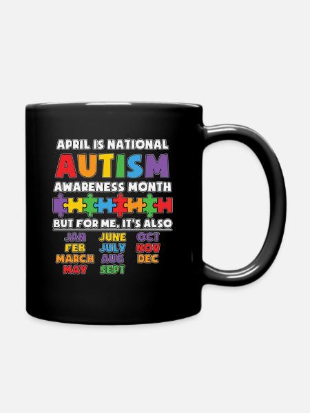 Autism Autistic Asberger Autism Awareness Puzzle - Full Colour Mug - black