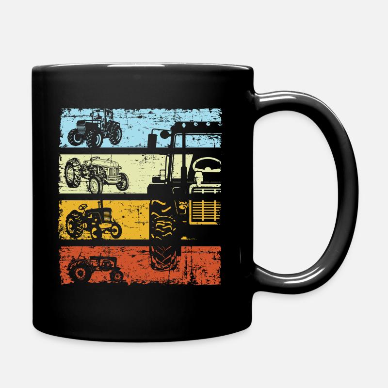 Retro Traktor Bauer Trecker Landwirt Vintage - Tasse einfarbig - Schwarz