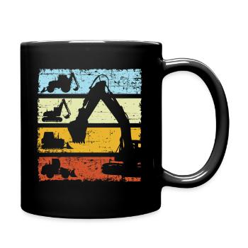 Vintage Excavator Construction Machinery - Full Colour Mug - black - Right