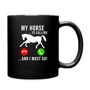 Cheval Appelez Les Chevaux Filles Drôles d’équitation étable - Mug uni - noir - Droite