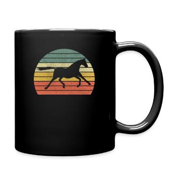 Pony Retro Reiter Pferde Reitsport Reiten Pferd - Tasse einfarbig - Schwarz - Rechts