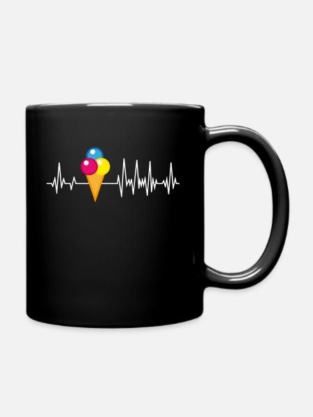 Eiswaffel Herzschlag Eis Eiscreme Eisdiele - Tasse einfarbig - Schwarz