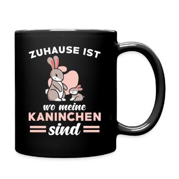 Kaninchen Spruch niedlich - Tasse einfarbig - Schwarz - Rechts