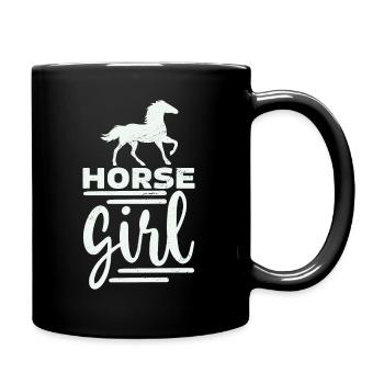Cheval fille - Mug uni - noir - Droite