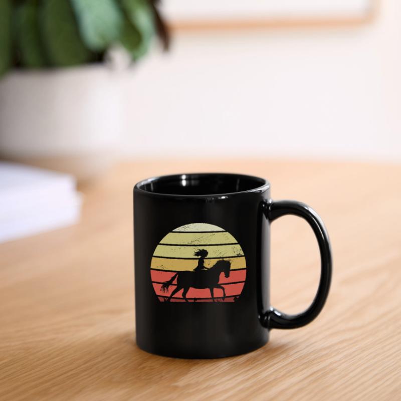 Retro Mädchen Pferd Tasse einfarbig