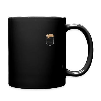 Faultier in der Brusttasche - Tasse einfarbig - Schwarz - Rechts