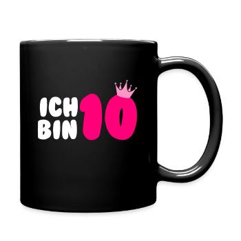 Mädchen Ich bin 10 Jahre alt 10. Geburtstag - Tasse einfarbig - Schwarz - Rechts