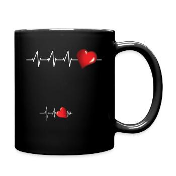Lustiges Schwangerschafts Herz Design - Tasse einfarbig - Schwarz - Rechts