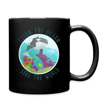 safe the ocean erde animal turtle nachhaltig - Tasse einfarbig - Schwarz - Rechts