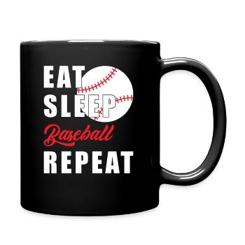 Eat Sleep Baseball Repeat - Tasse einfarbig - Schwarz - Rechts