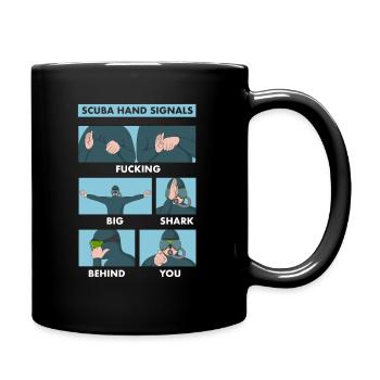 Tauchen Handzeichen Taucher - Tasse einfarbig - Schwarz - Rechts