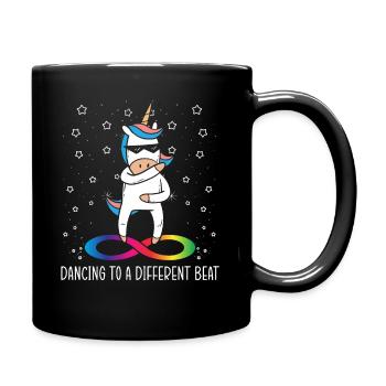 Dancing To A Different Beat Neurodiversity Unicorn - Full Colour Mug - black - Right