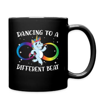 Dancing To A Different Beat Neurodiversity Unicorn - Full Colour Mug - black - Right