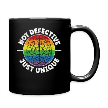 Not Defective Just Unique Neurodiversity ADHD ASD - Full Colour Mug - black - Right