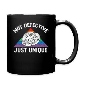 Not Defective Just Unique Neurodiversity ADHD ASD - Full Colour Mug - black - Right