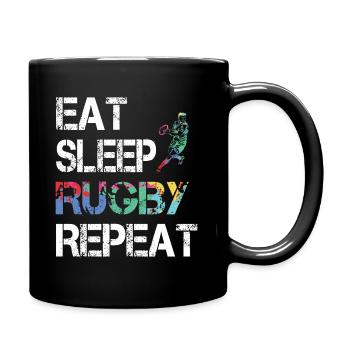 Eat Sleep Rugby Union Repeat for Rugby Players - Full Colour Mug - black - Right