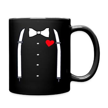 Bretelles et noeud papillon avec coeur JGA gratt - Mug uni - noir - Droite