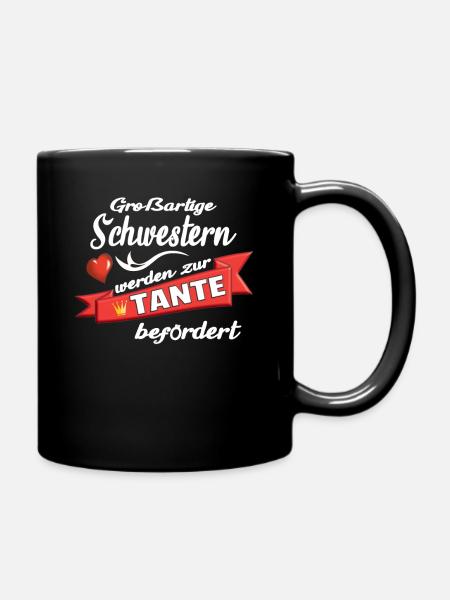 Schwestern werden zur Tante befördert - Tasse einfarbig - Schwarz