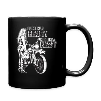 Motorcycle Meme Biker Chick - Full Colour Mug - black - Right