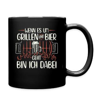 Grillen BBQ Griller Grillsaison Grill Geschenk - Tasse einfarbig - Schwarz - Rechts